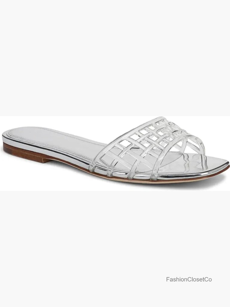 Clear Hollow Slip On Mesh Jelly Flats Summer Beach Slide Sandals